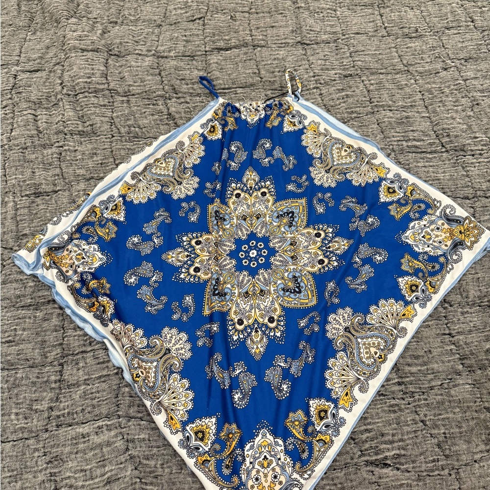 Blue Paisley Bandana Top